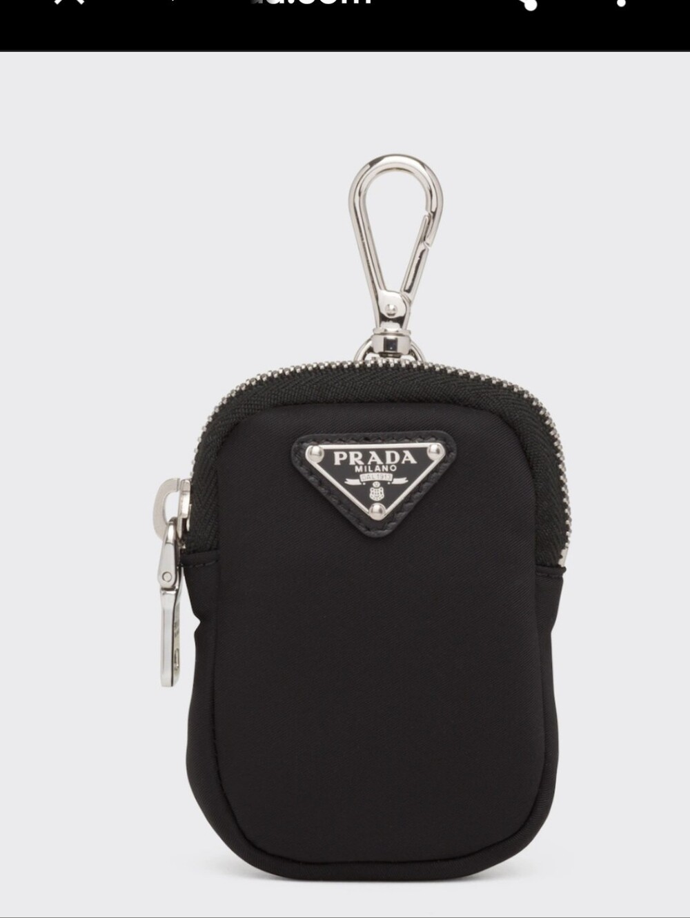 Prada Milano Black Nylon Key Pouch with Clip